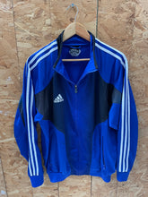 Vintage Y2K Adidas Men's Size M Blue Black Track Jacket with White Stripes